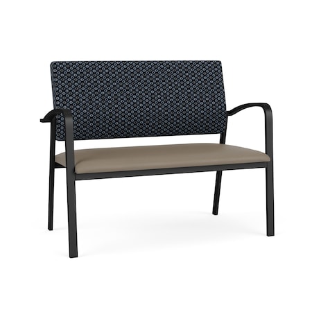 Lesro Newport 2 Seat Tandem Seating Metal Frame No Center Arms, Black, RS Night Sky Back, MD Farro Seat NP1501